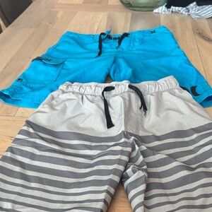 Kids Blue and Gray Striped boardshorts